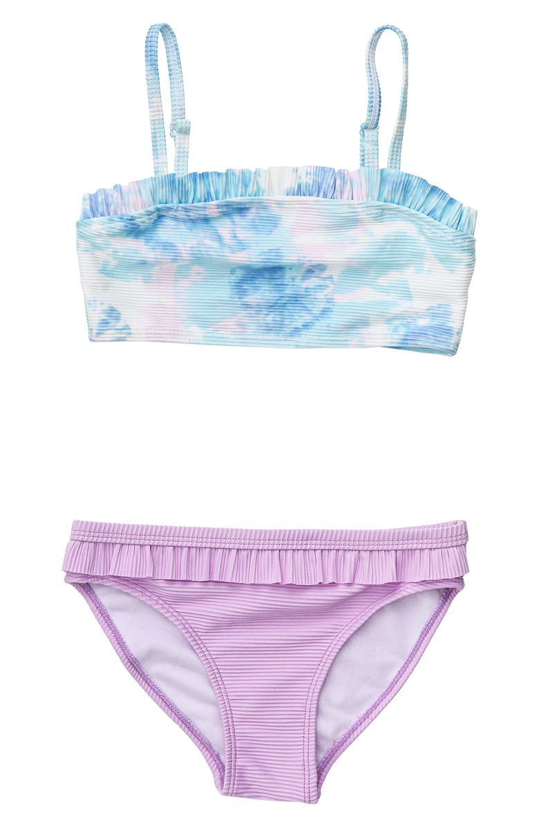 Snapper Rock Kids' Sky Dye Frill Bandeau Two-Piece Swimsuit, Main, color, 