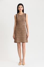 Ming Wang A-Line Eyelash Tweed Knit Dress