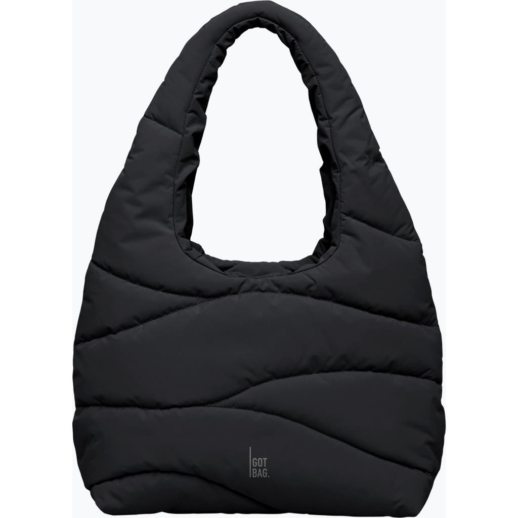 Got Bag Wavy Puffer Recycled Nylon Shoulder Bag In Black