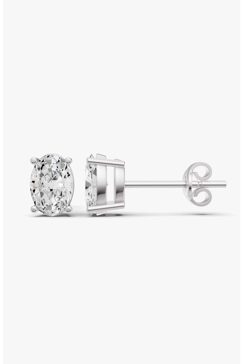 14K Gold Studs Earrings 1 ct Oval Prong Solitaire, Alternate, color, White Gold