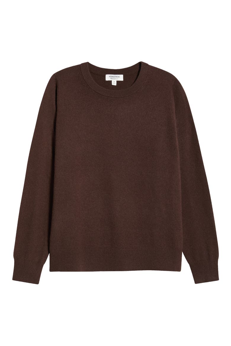 Cashmere Crewneck Sweater, Alternate, color, BROWN MOLE
