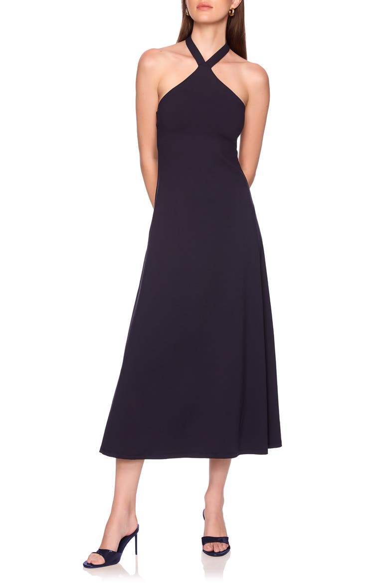 Halter String Tie Midi Dress, Main, color, MIDNIGHT