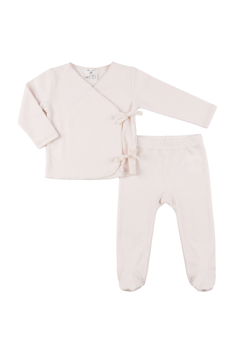 Girl Wrap Front Snap Top & Leggings Two Piece Romper Set, Main, color, Blush
