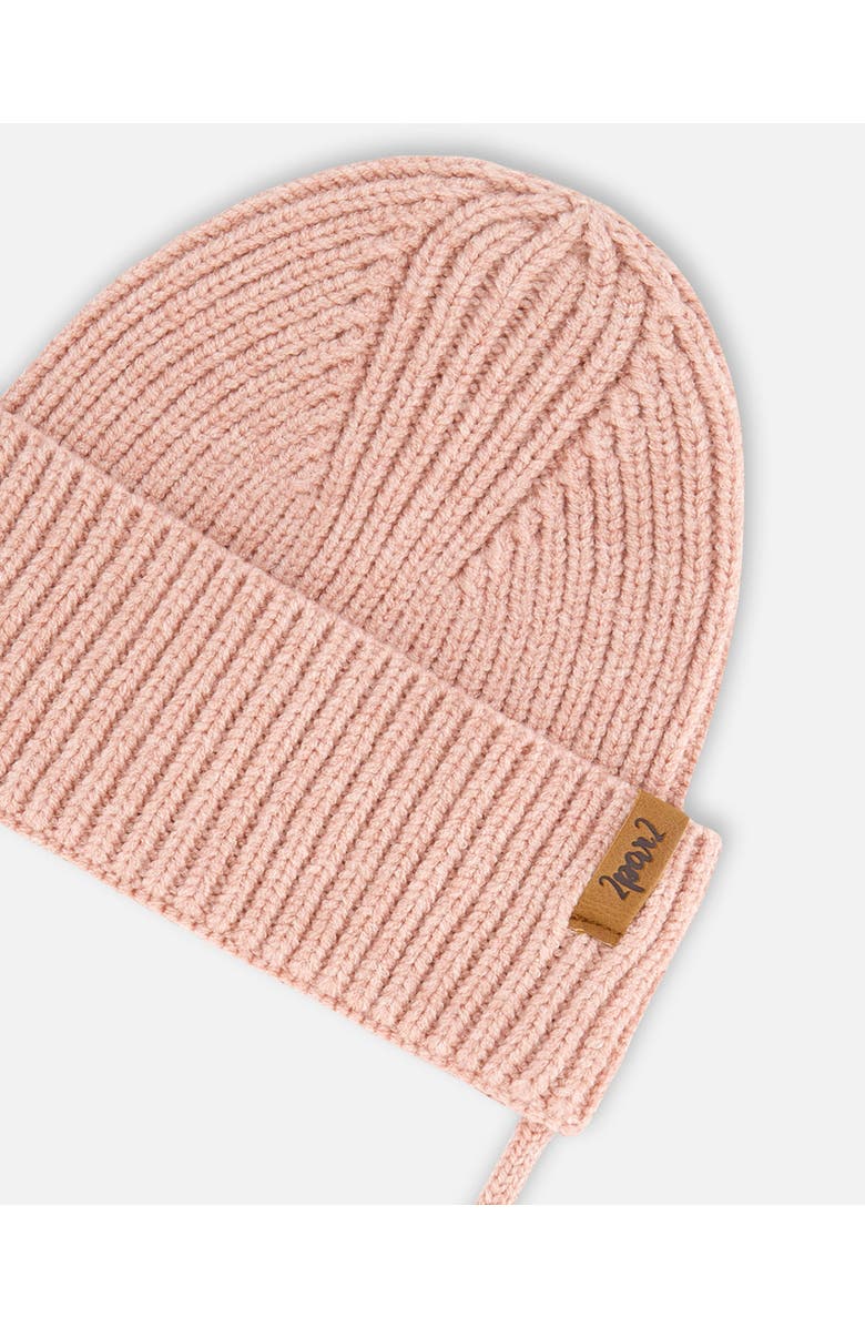Deux par Deux Baby Girl's Mid-Season Knit Hat With Strings Dusty Pink, Alternate, color,