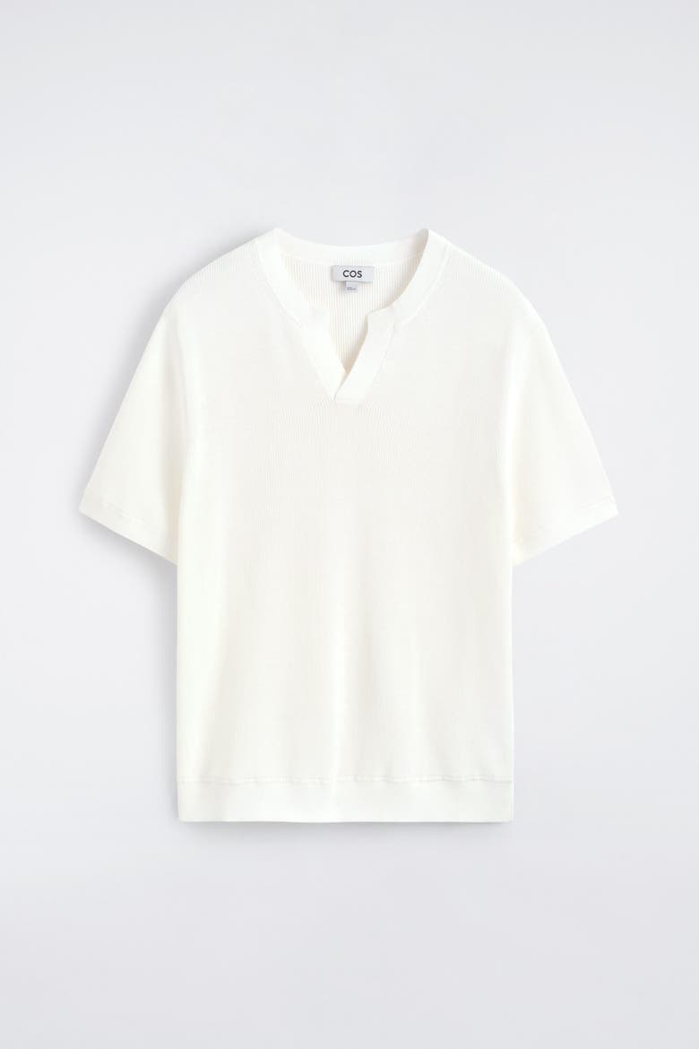 Open-collar Henley T-shirt, Alternate, color, OFF-WHITE