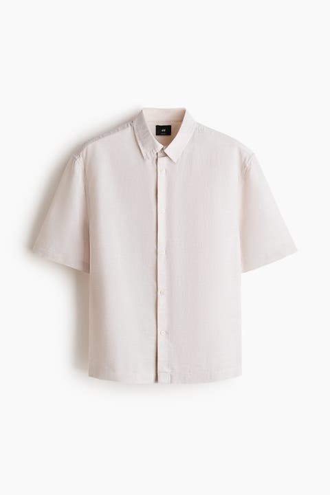 Relaxed Fit Short-sleeved Linen-blend Shirt