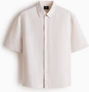 H&M Relaxed Fit Short-sleeved Linen-blend Shirt