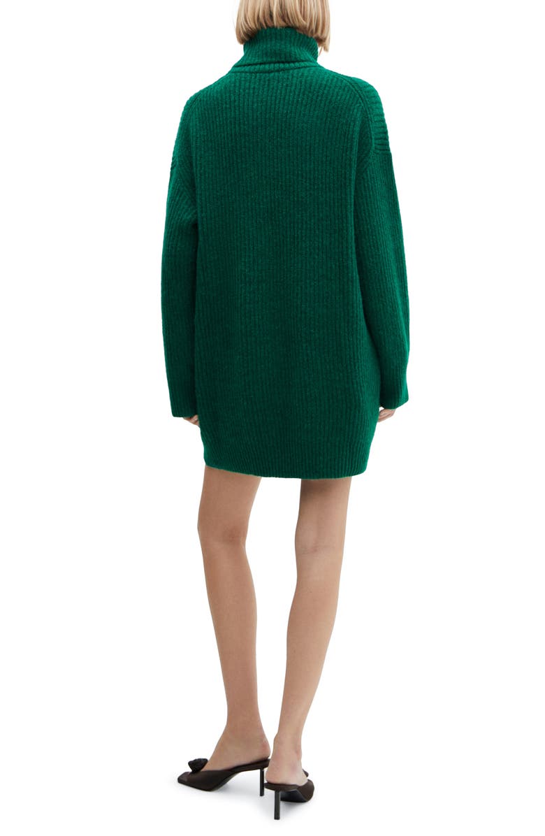 MANGO Turtleneck Rib Sweater Dress, Alternate, color, 