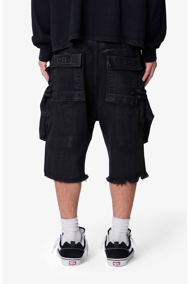 Baggy Waxed Cargo Shorts, Alternate, color, BLACK