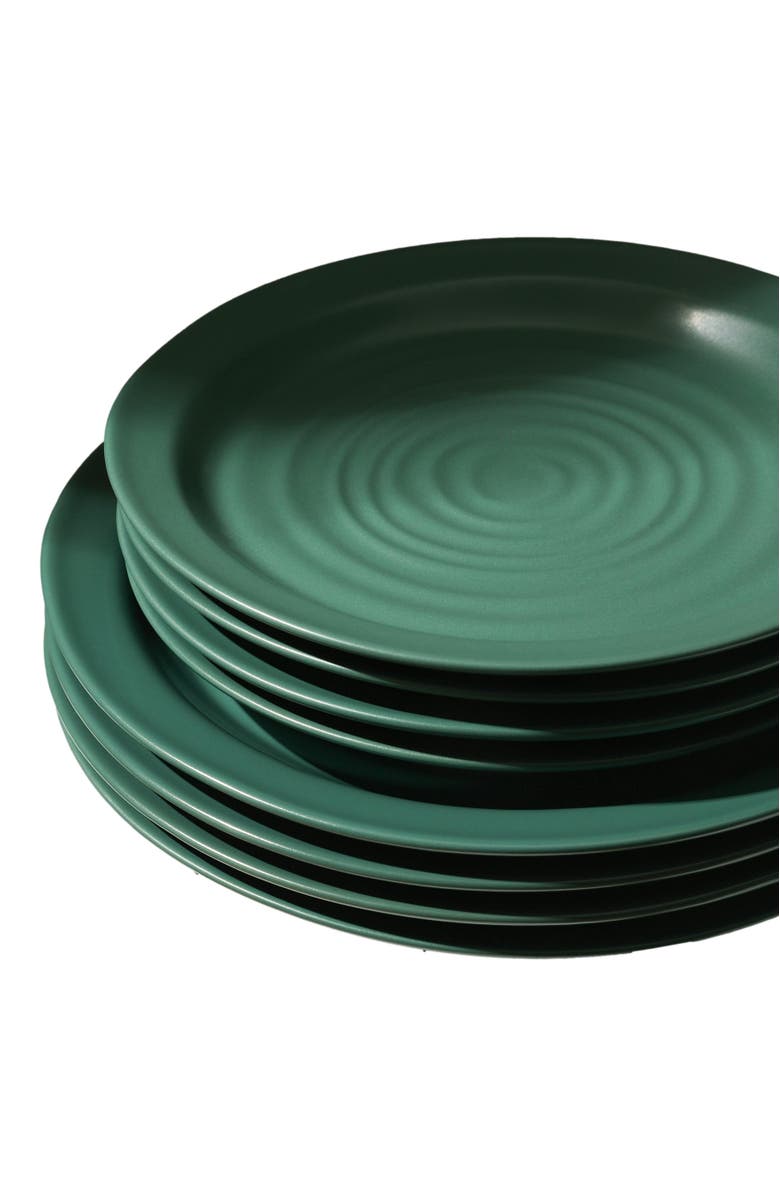 Stone Lain Orbit Stoneware 12-Piece Dinnerware Set with Pasta Bowls, Alternate, color, Green