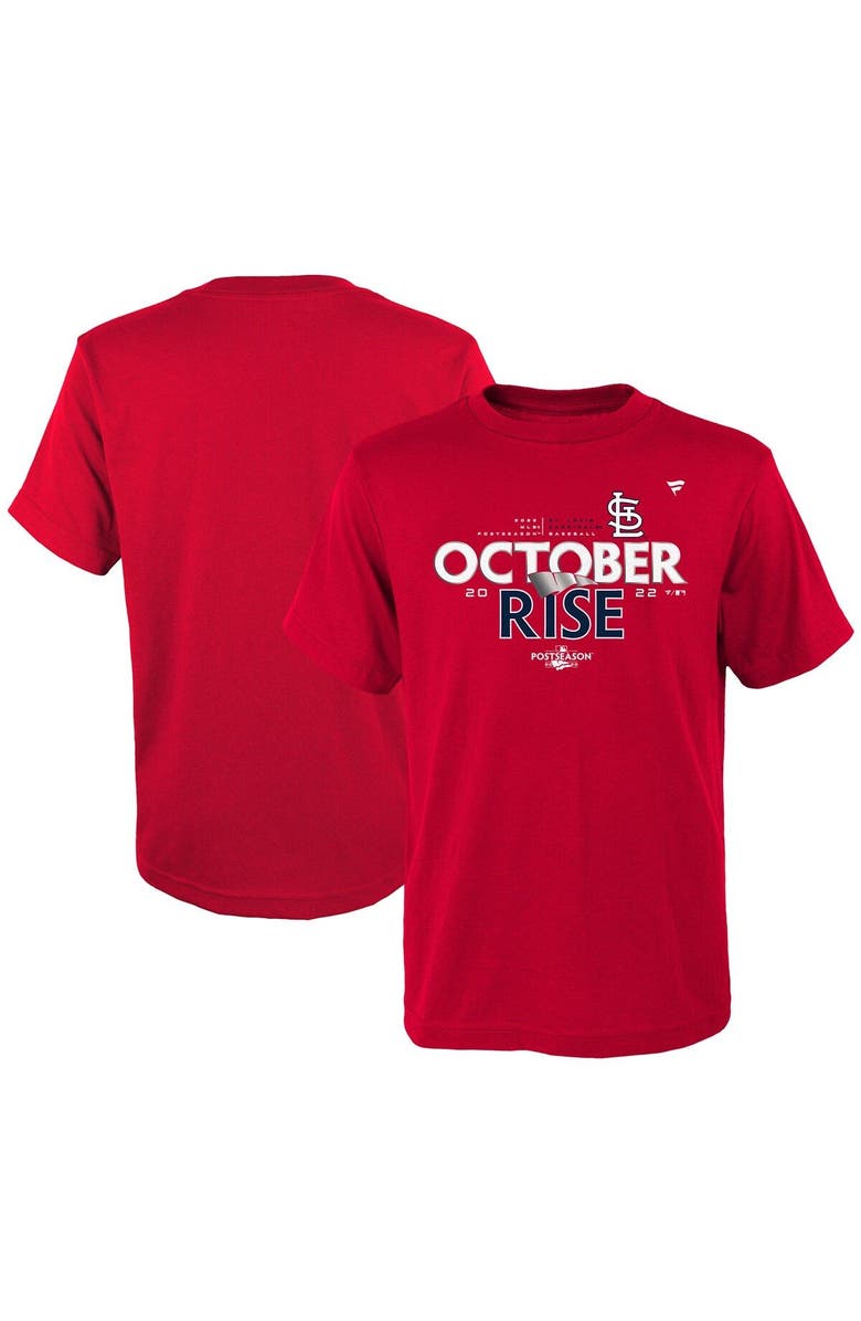 FANATICS Youth Fanatics Branded Red St. Louis Cardinals 2022 Postseason Locker Room T-Shirt, Main, color, 