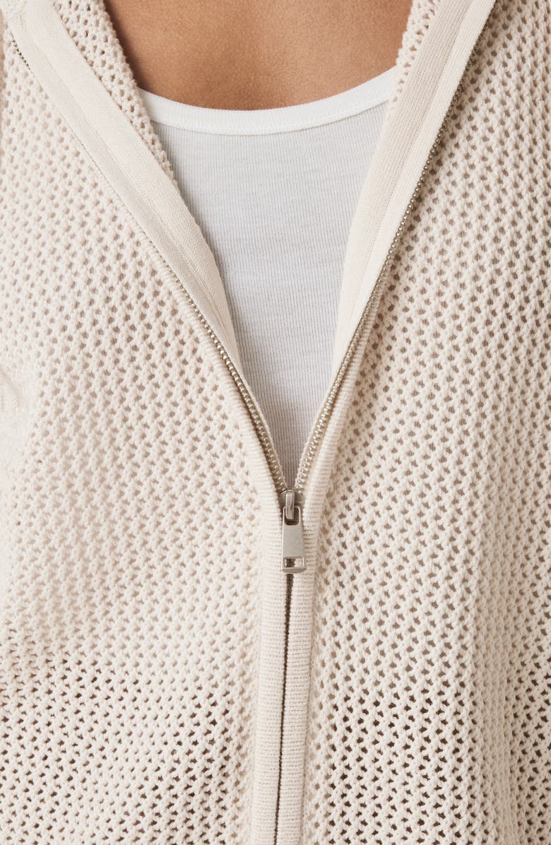 Splendid Nala Openwork Cotton Zip Hoodie, Alternate, color, Moonstone