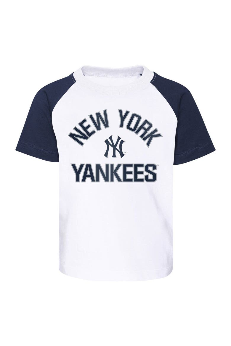 Infant White/Heather Gray New York Yankees Ground Out Baller Raglan T-Shirt and Shorts Set, Alternate, color, White