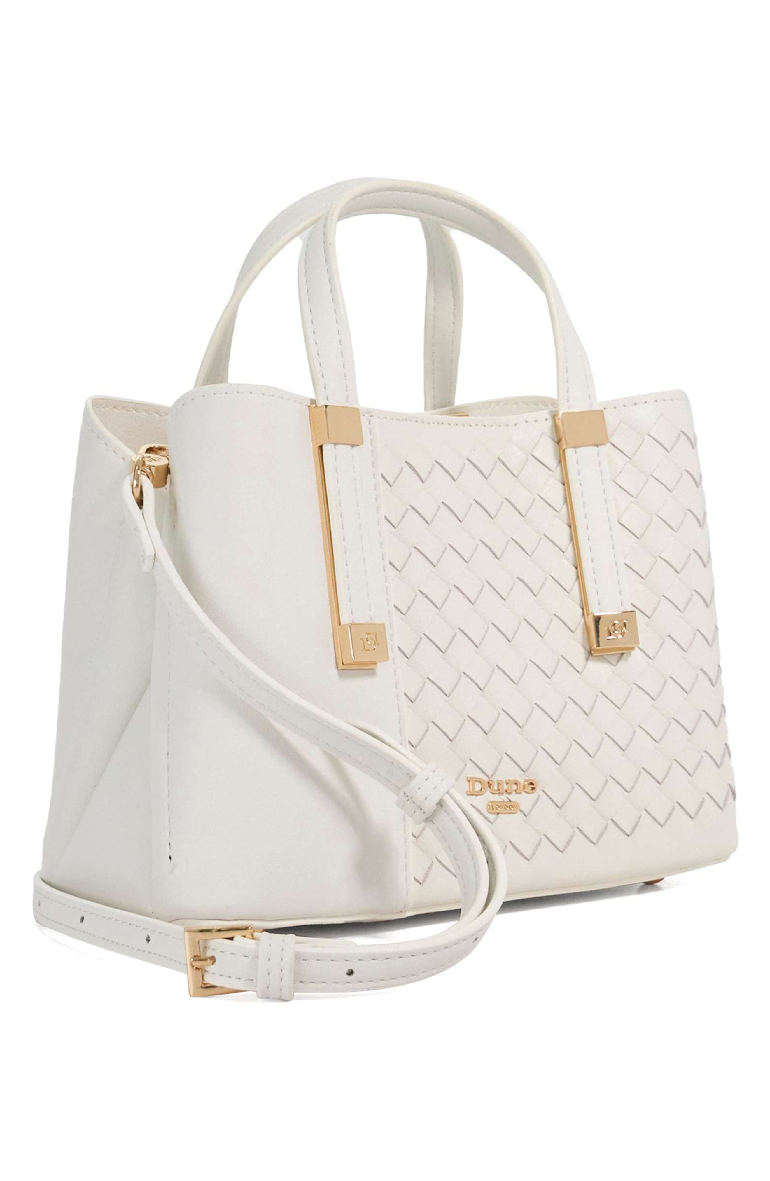 Dune London Dinkydorry Faux Leather Top Handle Bag, Alternate, color, White/ White