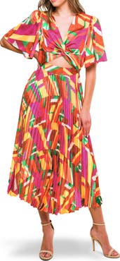 FLYING TOMATO Print Midi Dress