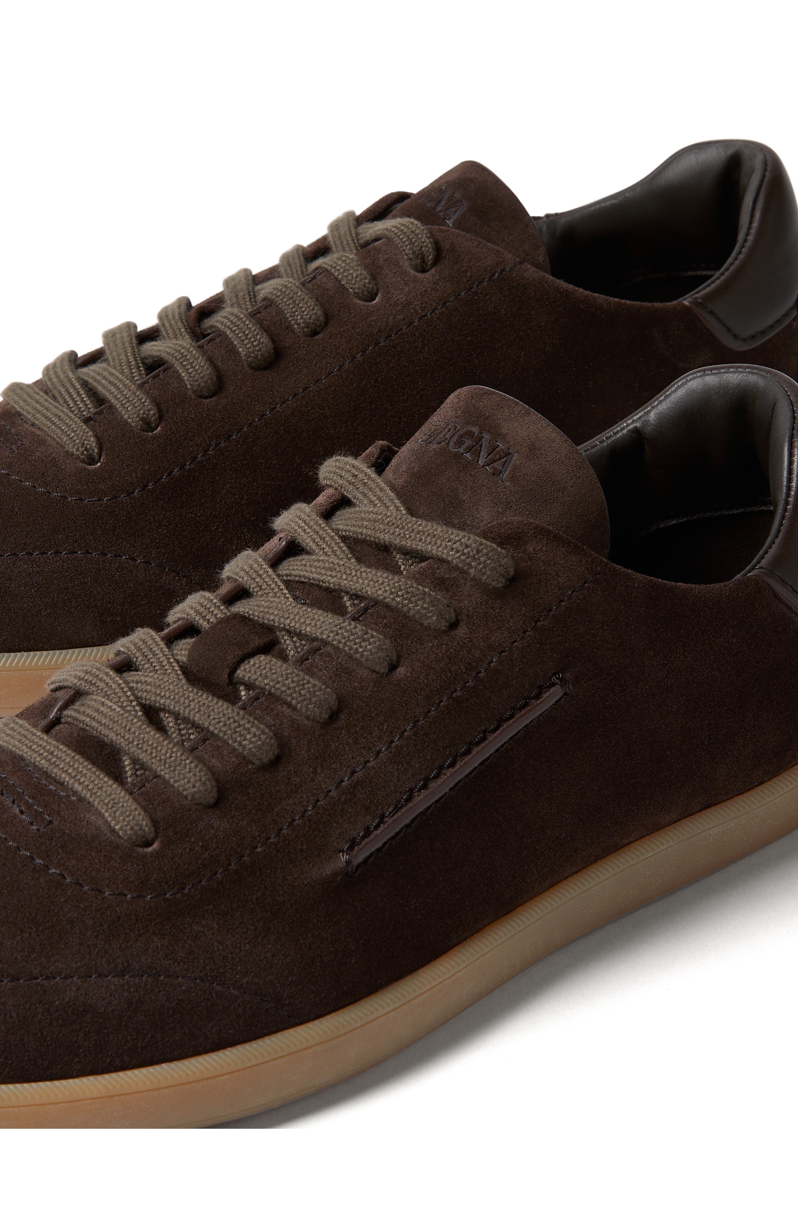 ZEGNA Dark Brown 232 Suede Low Top Sneaker, Alternate, color, 