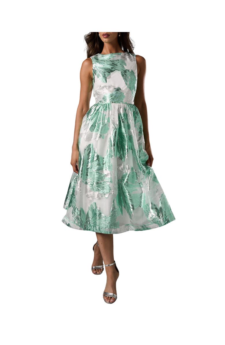 Coast Jacquard Fit And Flare Midi Dress, Main, color, Green