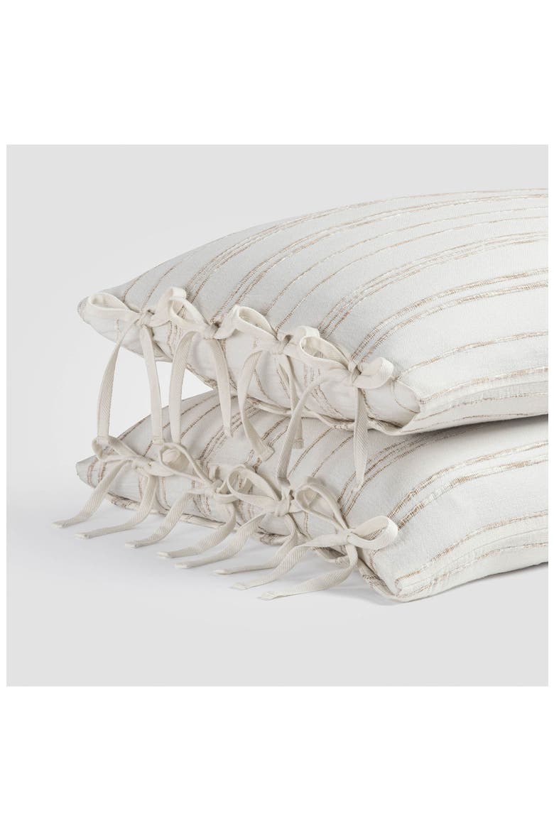 Beige Stripe Set of 2 Pillow Shams, Alternate, color, WHITE BEIGE STRIPE