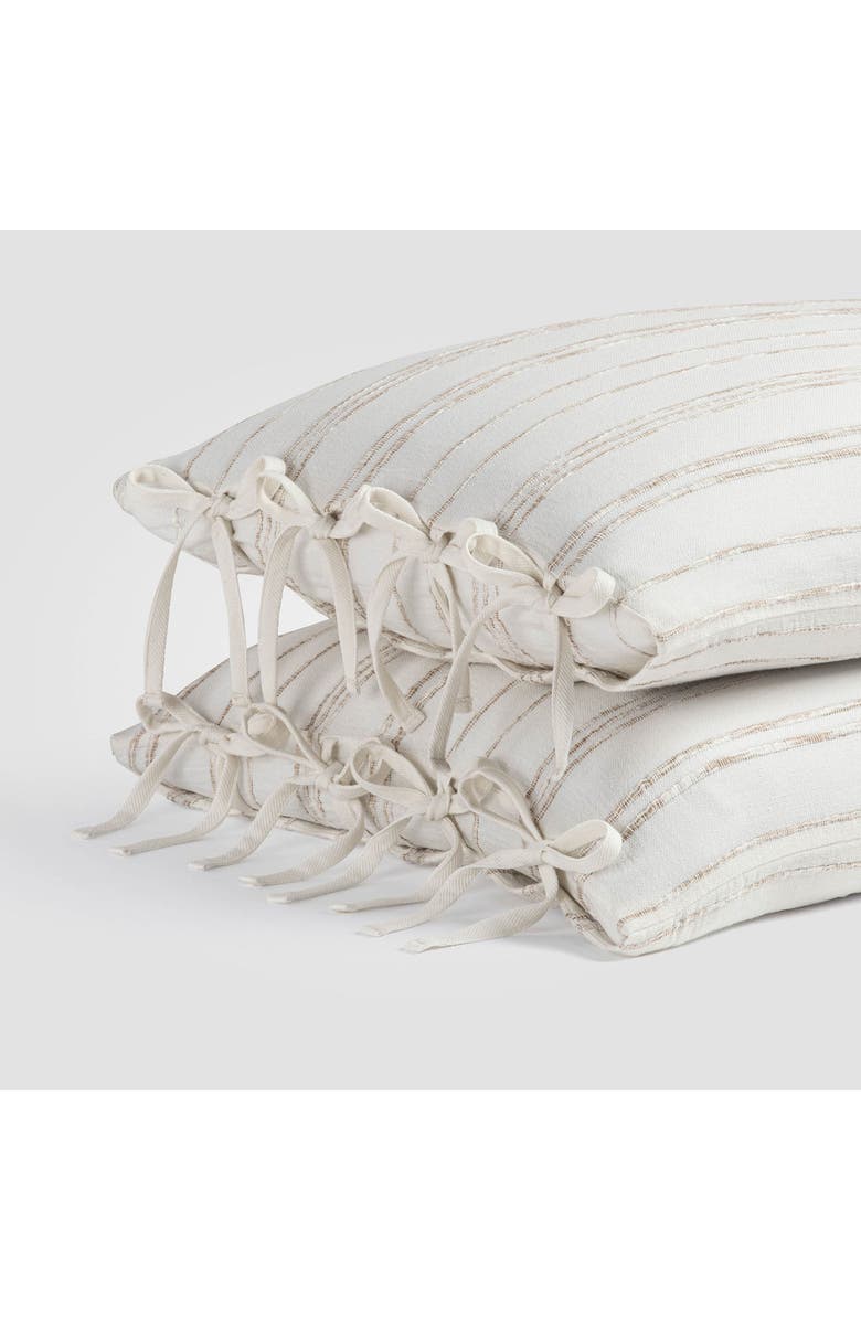 Crane Air Beige Stripe Set of 2 Pillow Shams, Alternate, color, White Beige Stripe