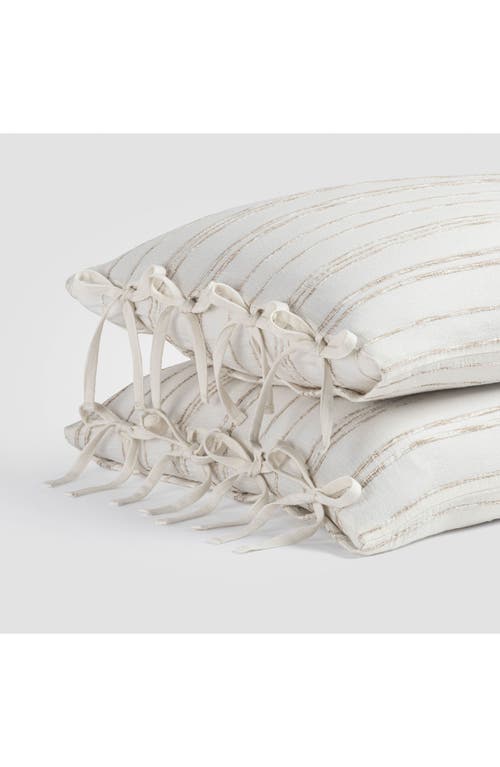 Crane Air Beige Stripe Set Of 2 Pillow Shams In Multi