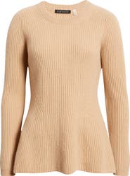 Elie Tahari Leona Peplum Cashmere Sweater