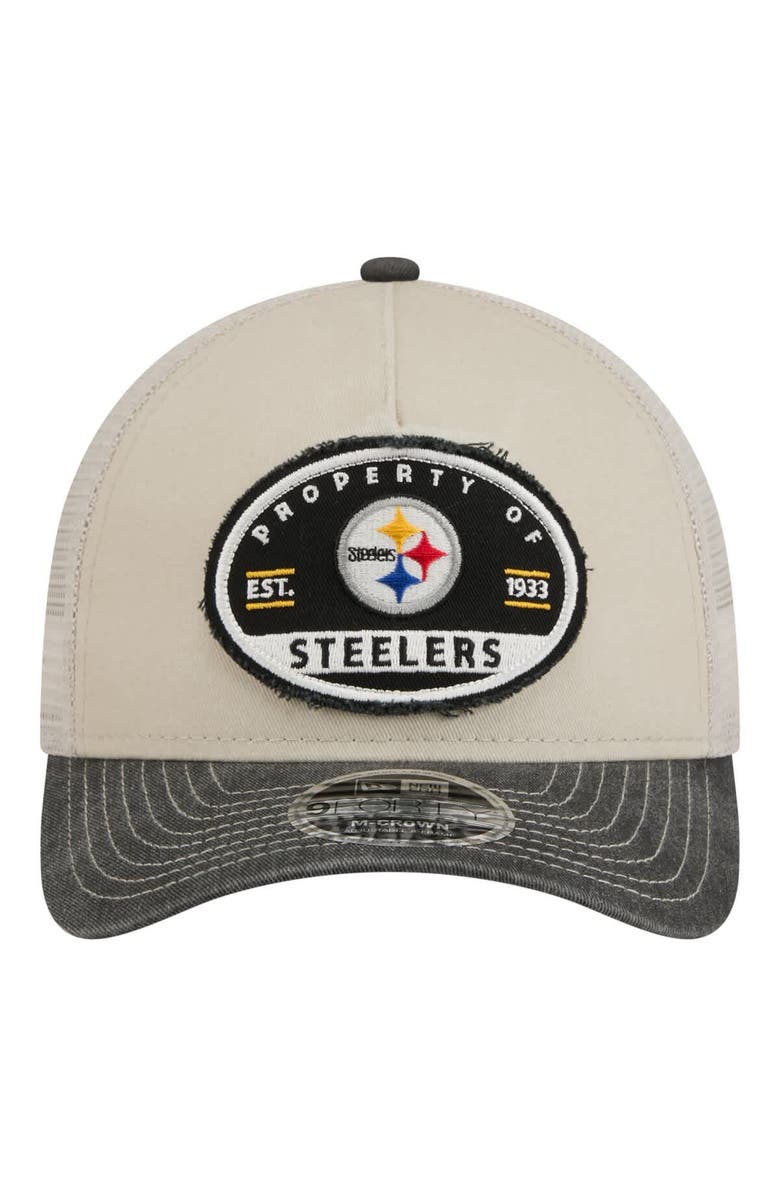 New Era Men's New Era Natural Pittsburgh Steelers Frayed M-Crown A-Frame 9FORTY Adjustable Hat, Alternate, color, Natural