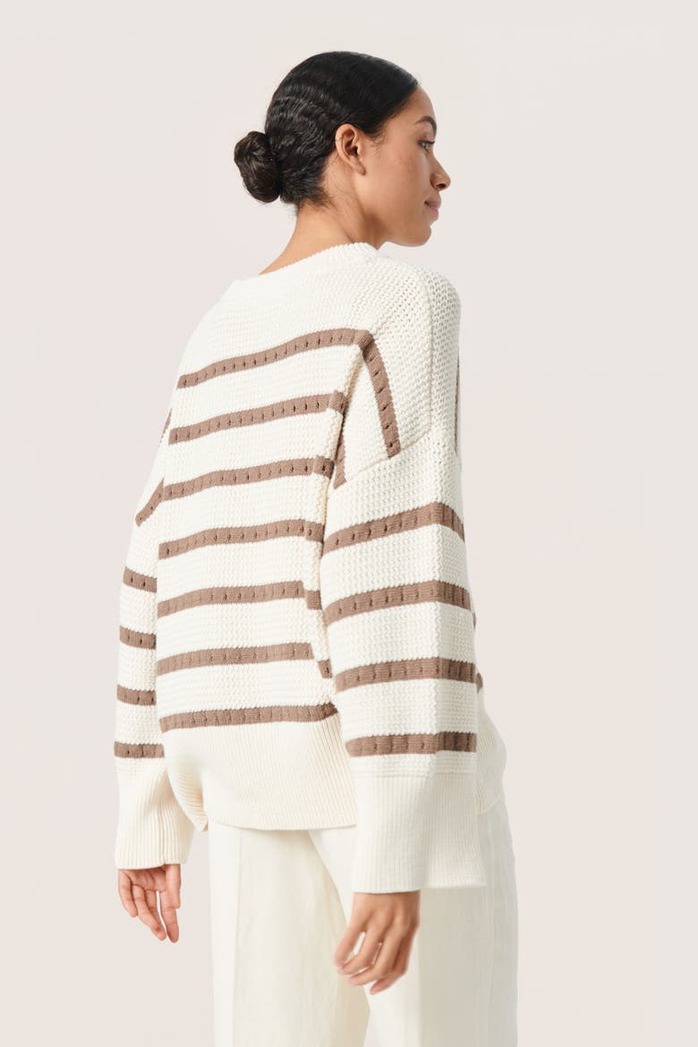 Ravalina Stripes Casual Fit Pullover, Alternate, color, White and Walnut Stripe
