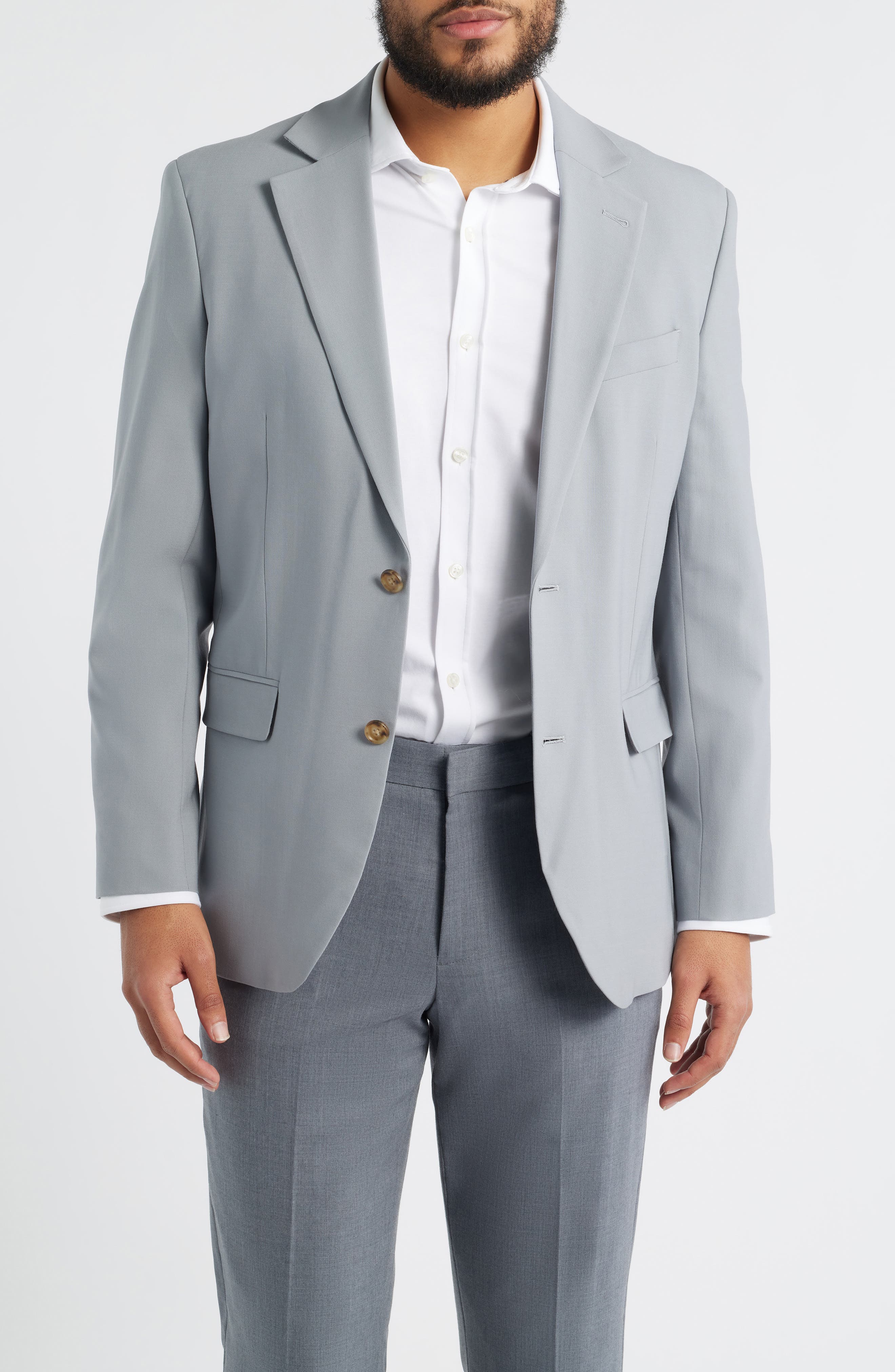 Henrik Trim Fit Solid Stretch Wool Suit Jacket - image 5
