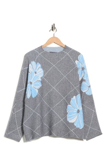 Joseph A Floral Diamond Jacquard Sweater In Gray
