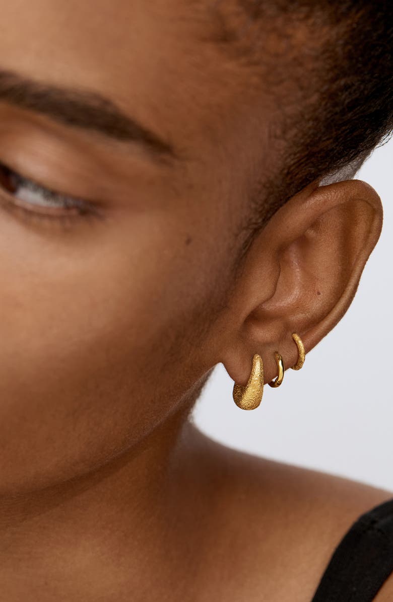 Monica Vinader Antica Textured Mini Huggie Hoop Earrings, Alternate, color, Gold Vermeil