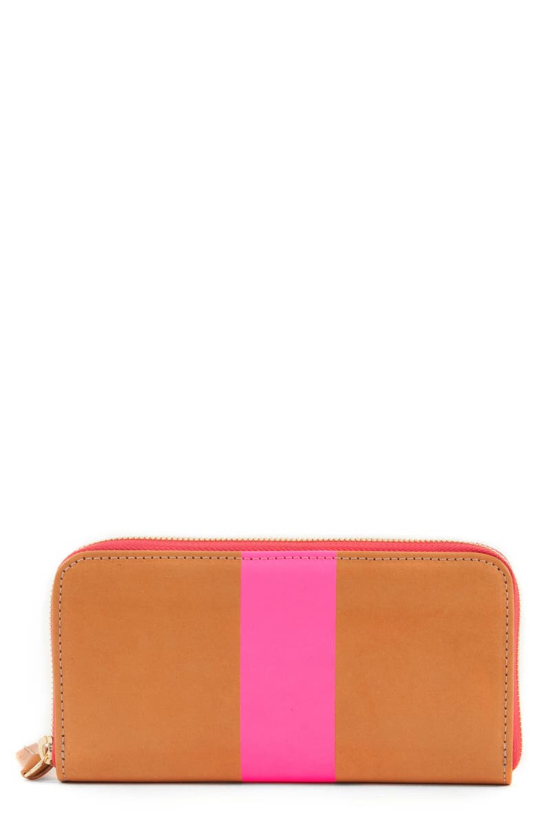 Clare V. Leather Zip Around Wallet, Main, color, 