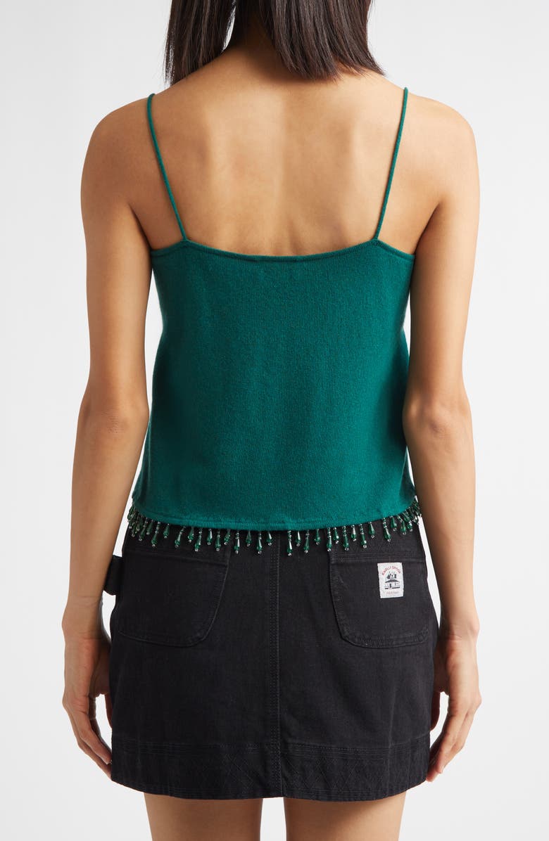 Bode Lodge Beaded Cashmere Camisole, Alternate, color, Dark Green