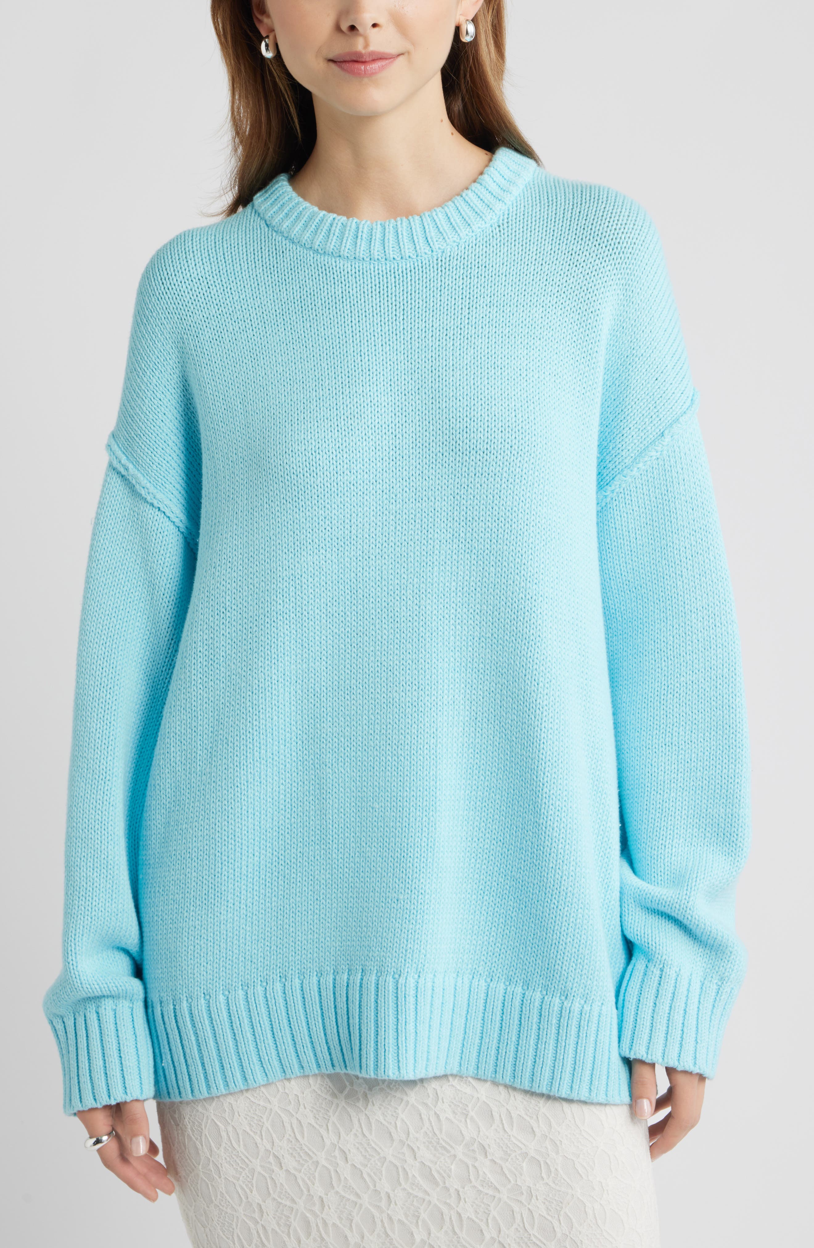 Oversize Crewneck Cotton Sweater