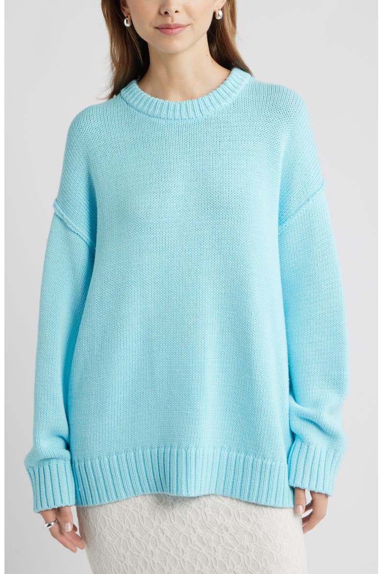 Oversize Crewneck Cotton Sweater, Main, color, BLUE ATOMIZER