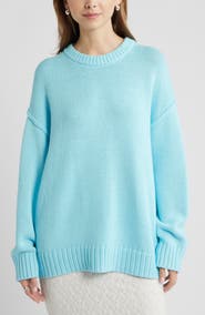 Open Edit Oversize Crewneck Cotton Sweater