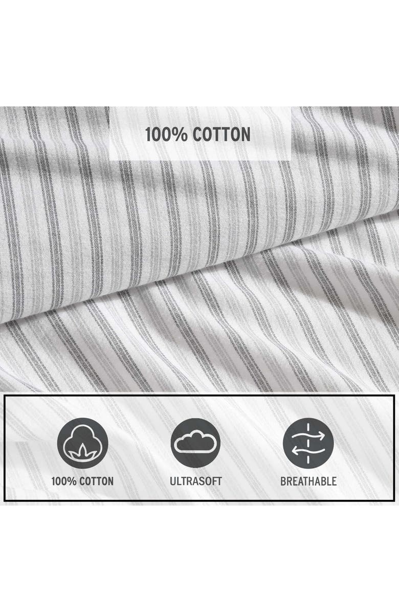 Eddie Bauer Tickling Stripe Print Flannel Sheet Set, Alternate, color, Dark Grey
