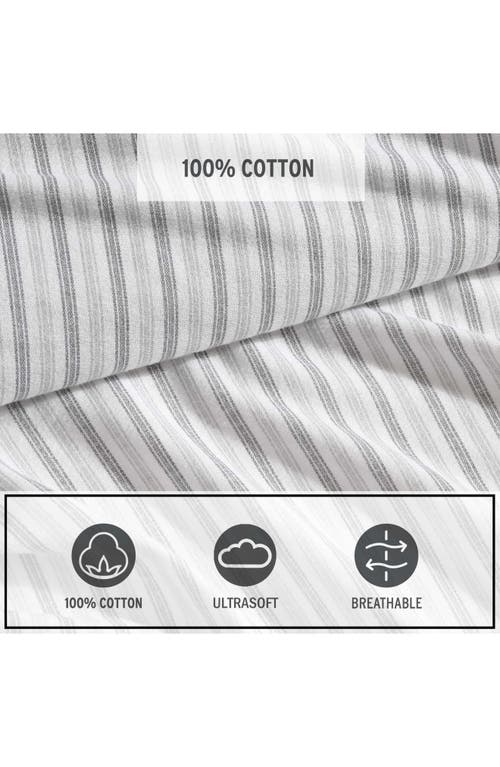 Eddie Bauer Tickling Stripe Print Flannel Sheet Set In White