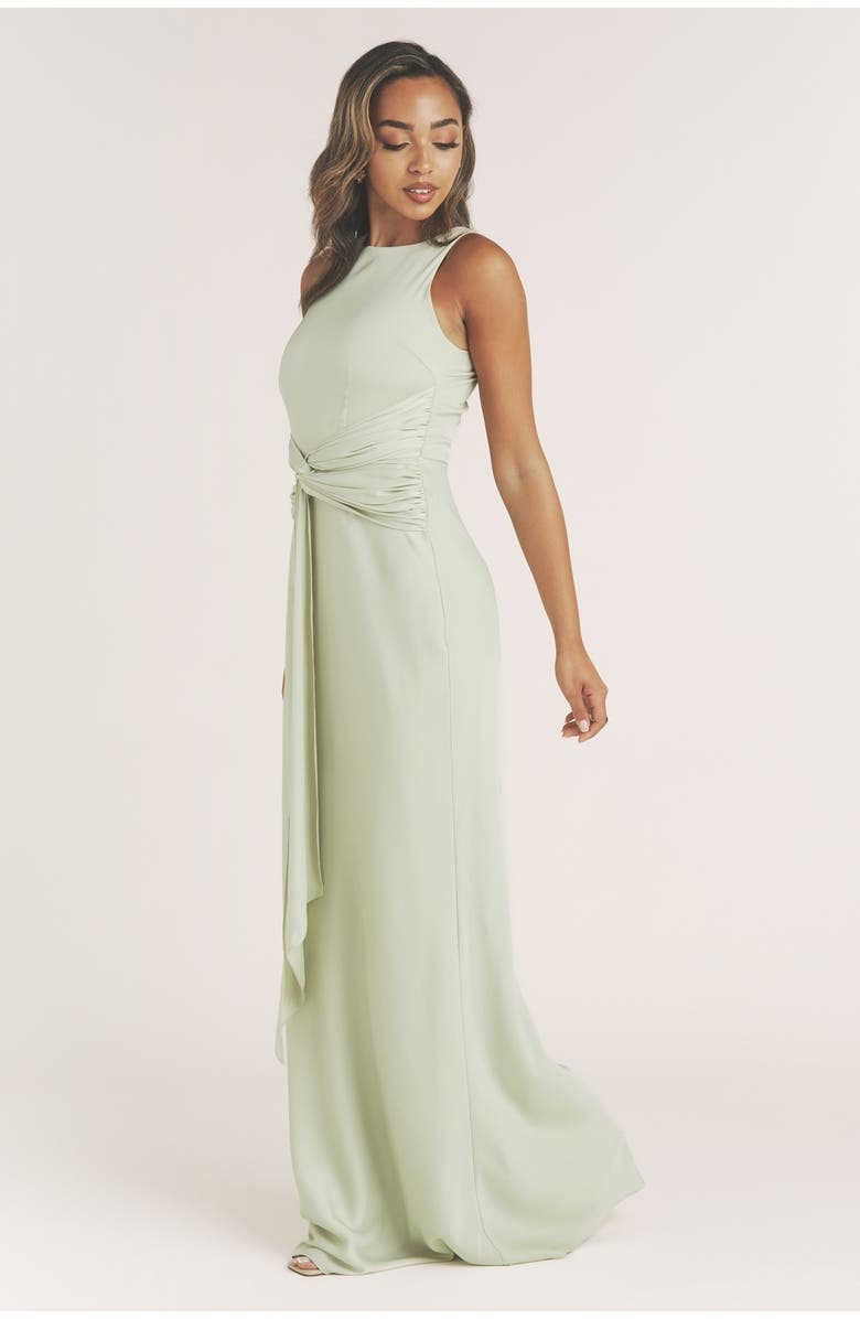 Six Stories Abigail Halter Neck Knot Detail Dress, Alternate, color, Sage