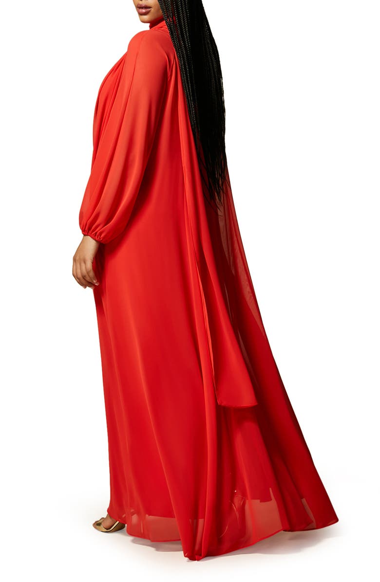 Marina Rinaldi Long Sleeve Crepe Georgette Dress, Alternate, color, 