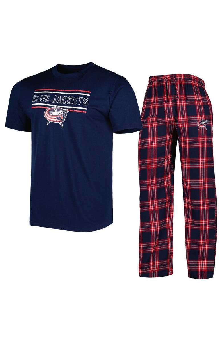 CONCEPTS SPORT Men's Concepts Sport Navy/Red Columbus Blue Jackets Badge T-Shirt & Pants Sleep Set, Alternate, color, 
