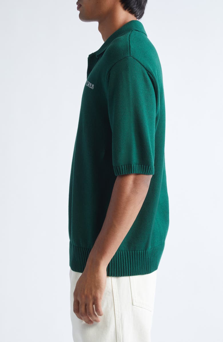 PALMES Embroidered Logo Organic Cotton Polo Sweater, Alternate, color, Dark Green