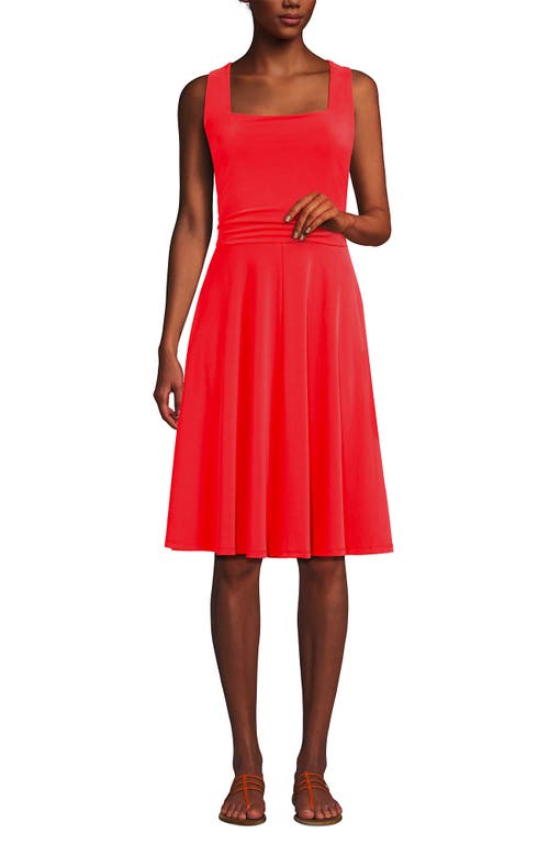 LANDS' END LANDS' END CUPRO FIT AND FLARE SLEEVELESS DRESS
