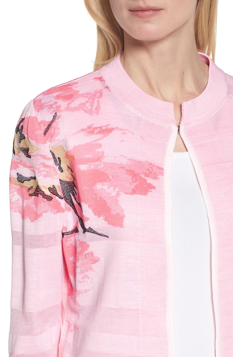 Ming Wang Floral Knit Jacket, Alternate, color,