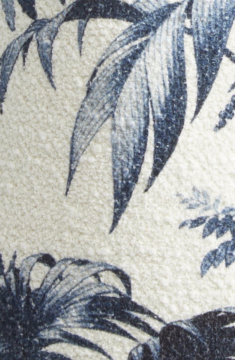 Oscar de la Renta Palm Leaves Print Cotton & Wool Blend Tweed Dress, Alternate, color, Navy/ Ivory