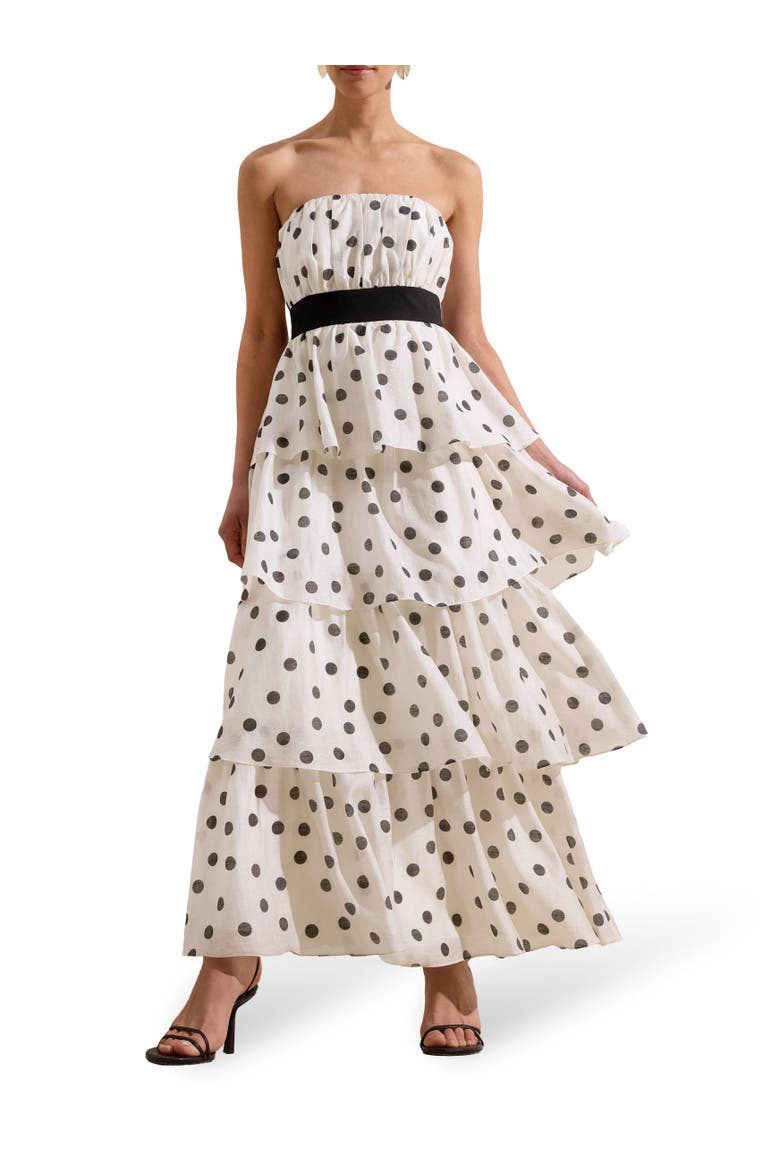 Claudia Print Tiered Dress, Alternate, color, Black