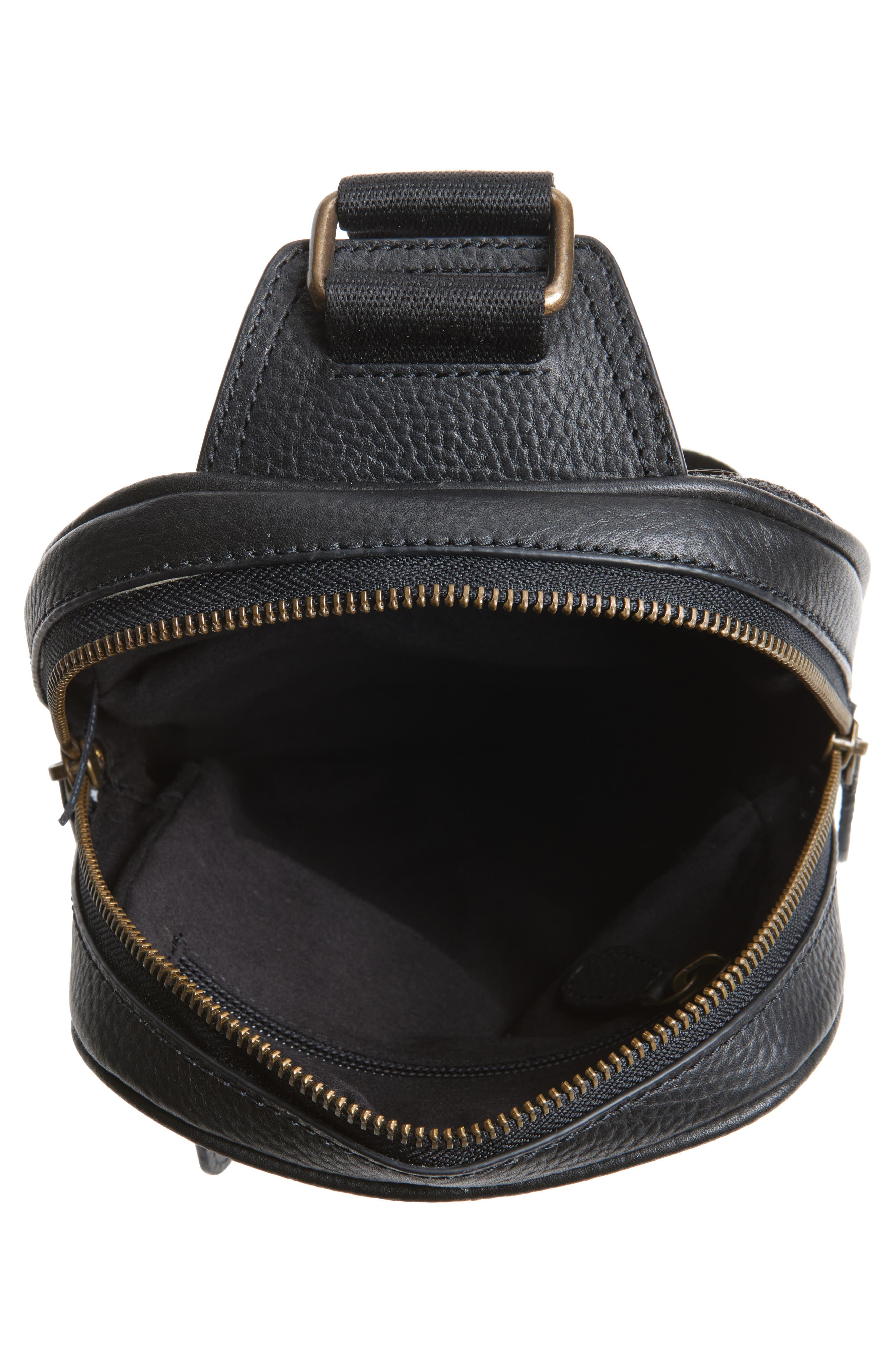 Johnston & Murphy Pebbled Leather Sling Bag, Alternate, color, Black