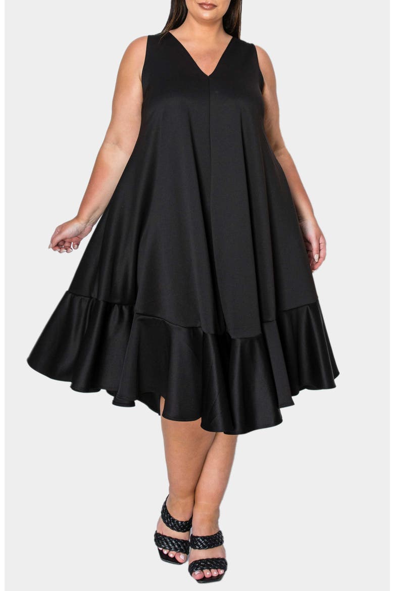 Simone Pocket Stretch Sleeveless A-Line Dress, Alternate, color, BLACK