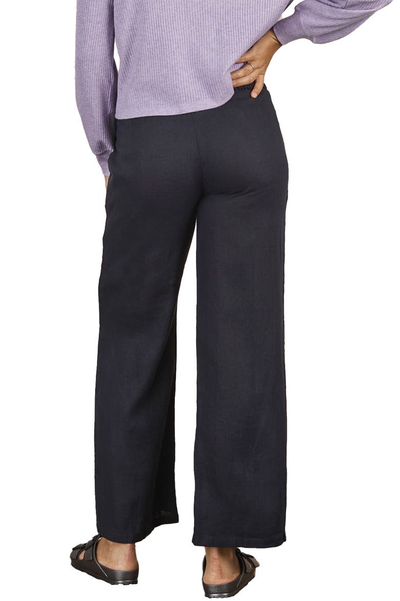 Smocked Waist Linen Maternity Pants, Alternate, color, NAVY