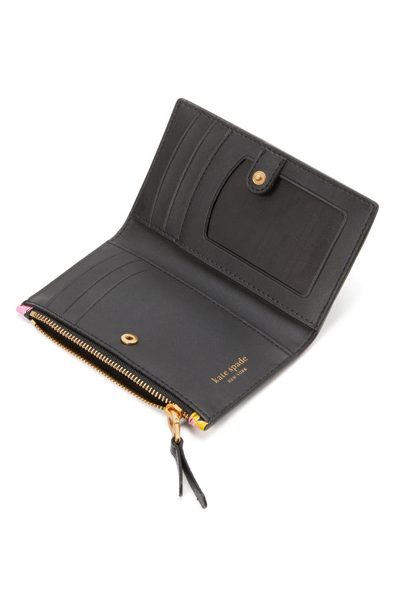 Kate Spade New York roulette floral embossed leather bifold wallet, Alternate, color, 