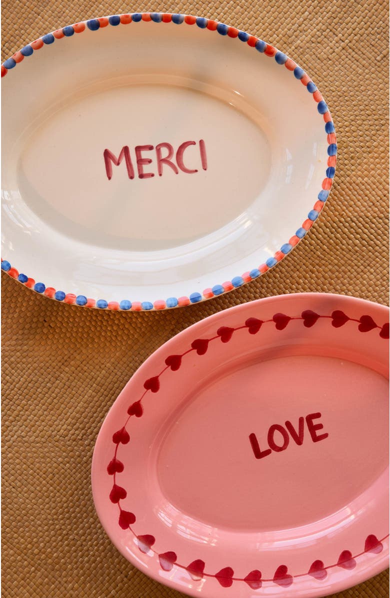 10004222 Ceramic Serving Platter Hand Painted Merci, Alternate, color, Beige